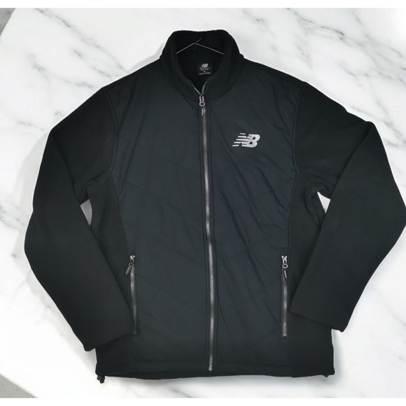 New Balance Fleece Black Men's Jacket Insulated Size M PIT TO PIT 22 IN NWT - Picture 2 of 8